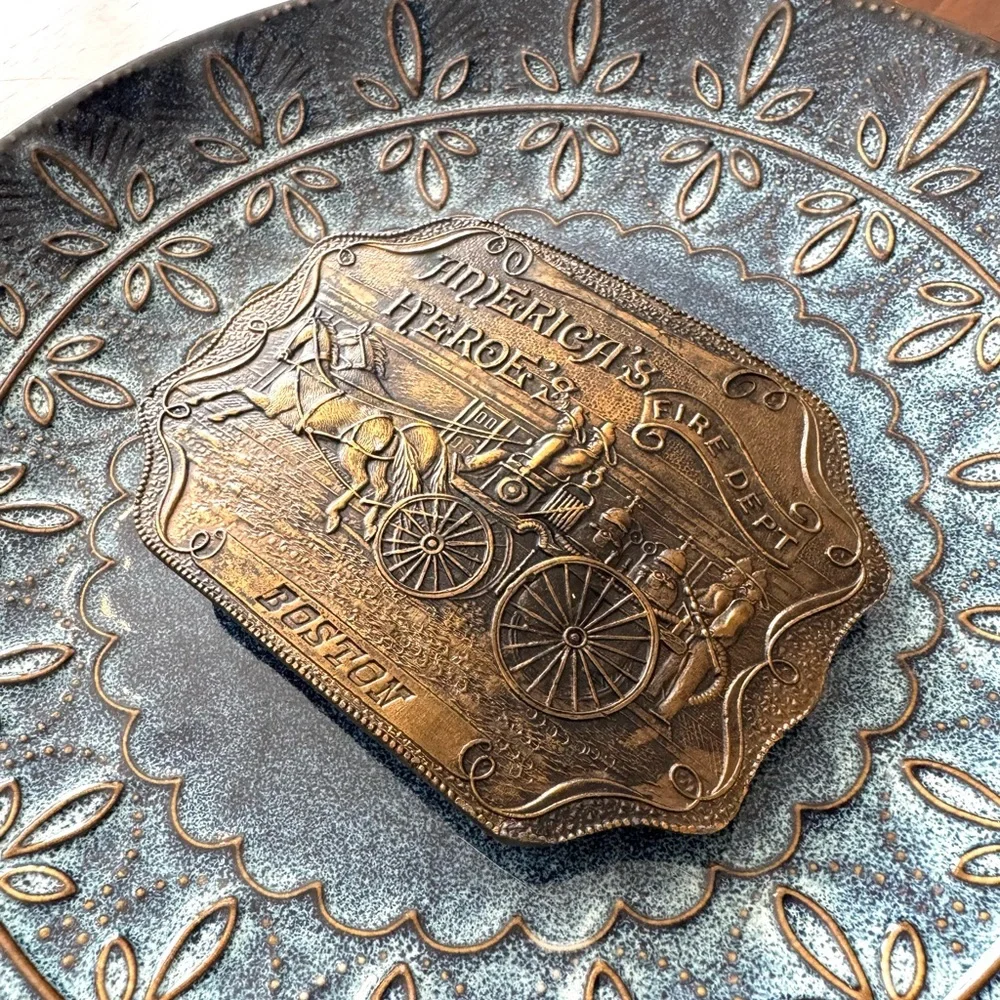 Vintage Brass America’s Hero’s Boston Fire Department Belt Buckle